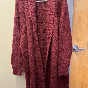 Anthropologie full length Burgundy Knit Cardigan 3X